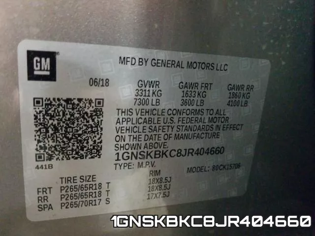 1GNSKBKC8JR404660 фото 2