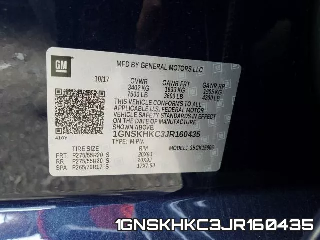 1GNSKHKC3JR160435 фото 2