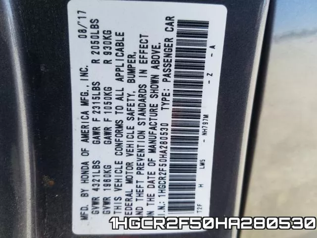 1HGCR2F50HA280530 фото 2