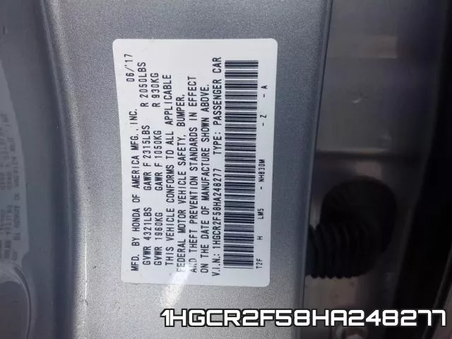 1HGCR2F58HA248277 фото 2