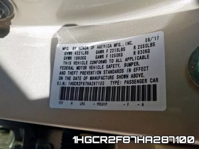1HGCR2F87HA287100 фото 2