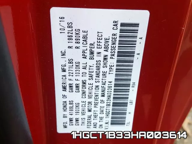 1HGCT1B33HA003614 фото 2