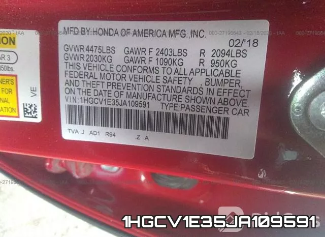 1HGCV1E35JA109591 фото 10