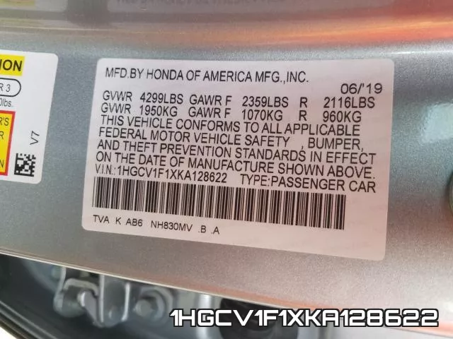 1HGCV1F1XKA128622 фото 2