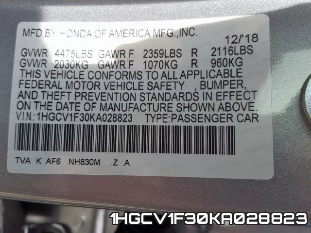 1HGCV1F30KA028823 фото 2
