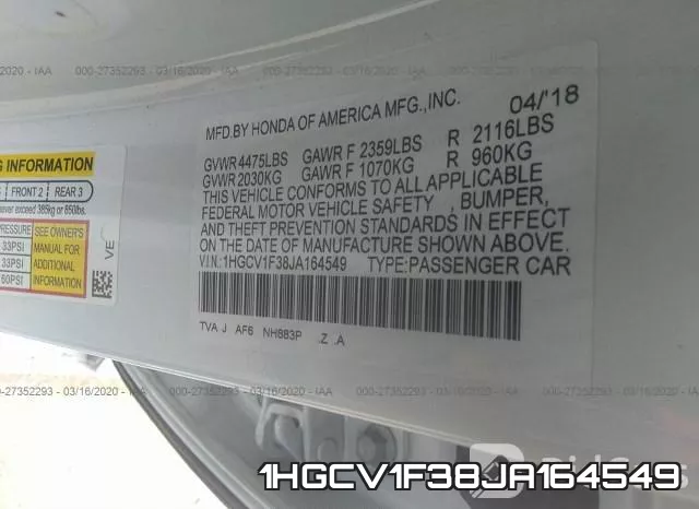 1HGCV1F38JA164549 фото 10