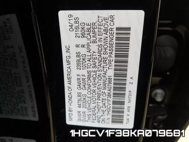 1HGCV1F38KA079681 фото 2