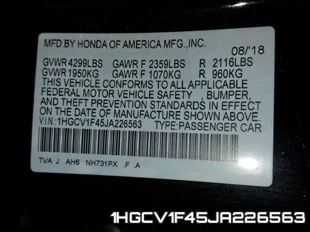 1HGCV1F45JA226563 фото 2