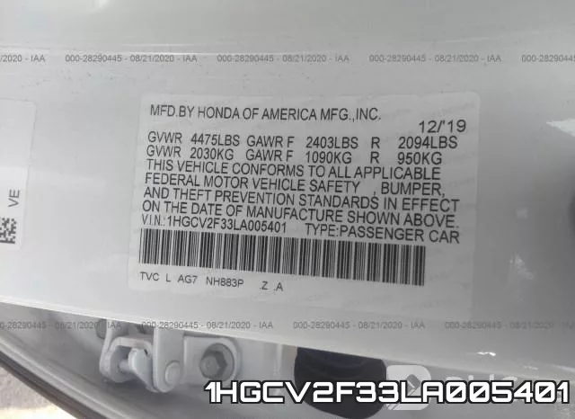 1HGCV2F33LA005401 фото 10