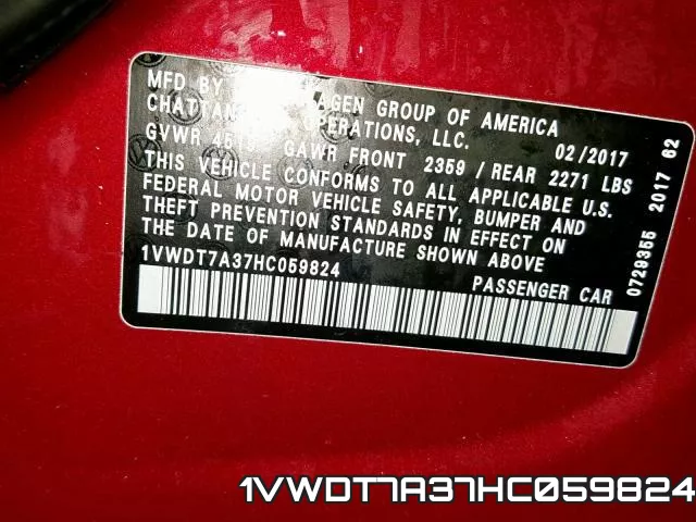 1VWDT7A37HC059824 фото 2