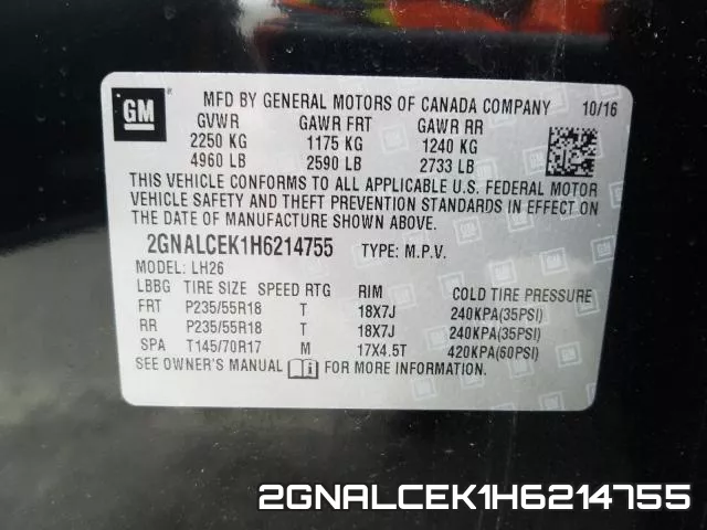 2GNALCEK1H6214755 фото 2