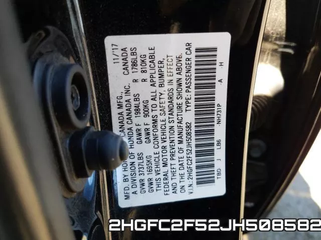 2HGFC2F52JH508582 фото 2