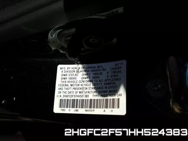 2HGFC2F57HH524383 фото 2