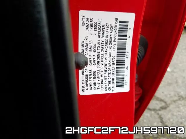 2HGFC2F72JH597720 фото 2