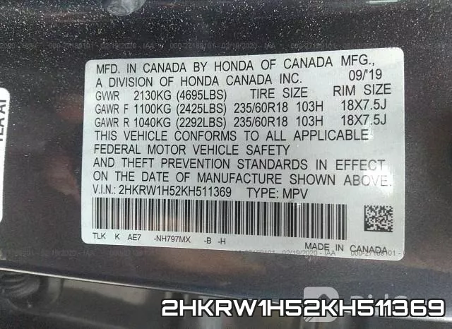 2HKRW1H52KH511369 фото 10