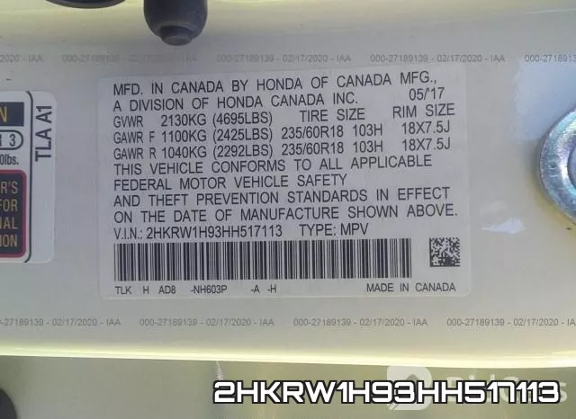 2HKRW1H93HH517113 фото 10
