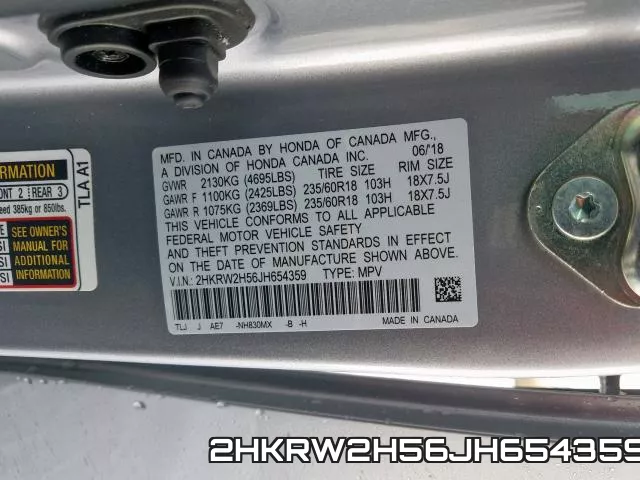 2HKRW2H56JH654359 фото 2