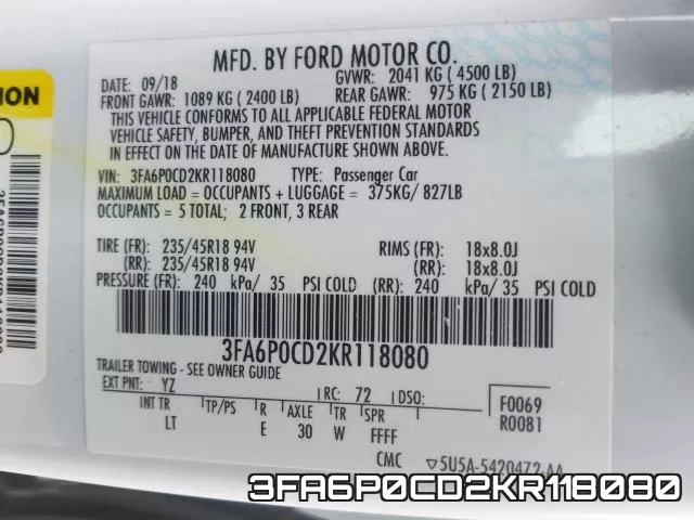 3FA6P0CD2KR118080 фото 2