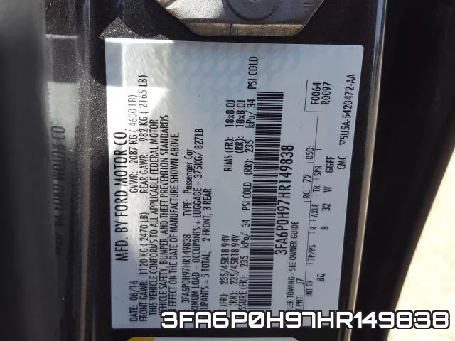 3FA6P0H97HR149838 фото 2
