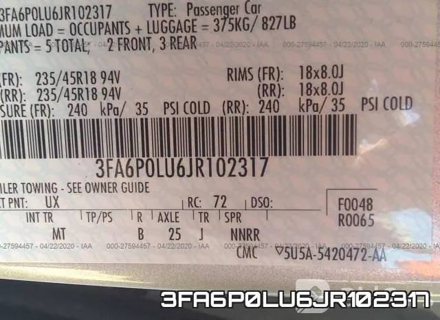 3FA6P0LU6JR102317 фото 10