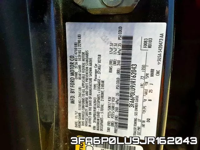 3FA6P0LU9JR162043 фото 2