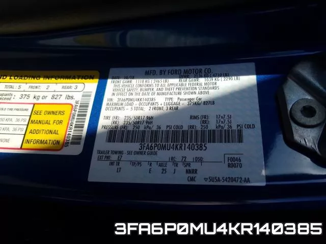 3FA6P0MU4KR140385 фото 2