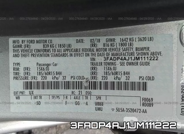 3FADP4AJ1JM111222 фото 10