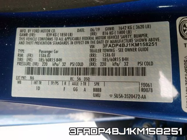 3FADP4BJ1KM158251 фото 2