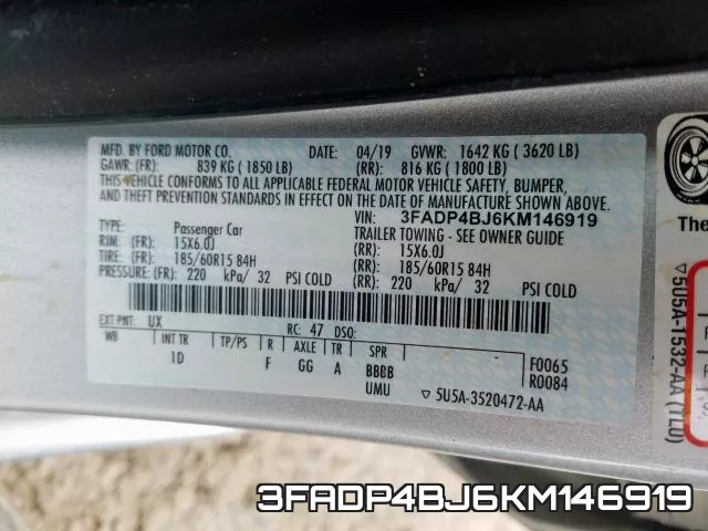 3FADP4BJ6KM146919 фото 2