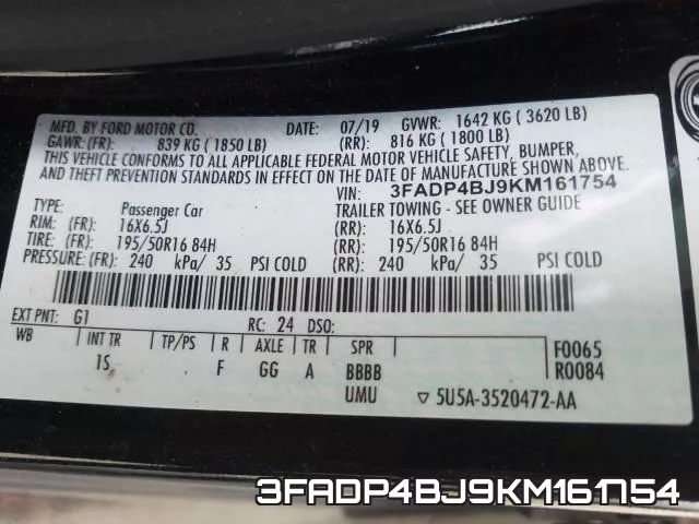 3FADP4BJ9KM161754 фото 2
