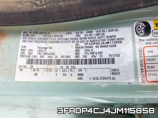 3FADP4CJ4JM115858 фото 2