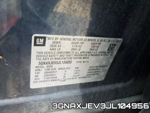 3GNAXJEV3JL104956 фото 2