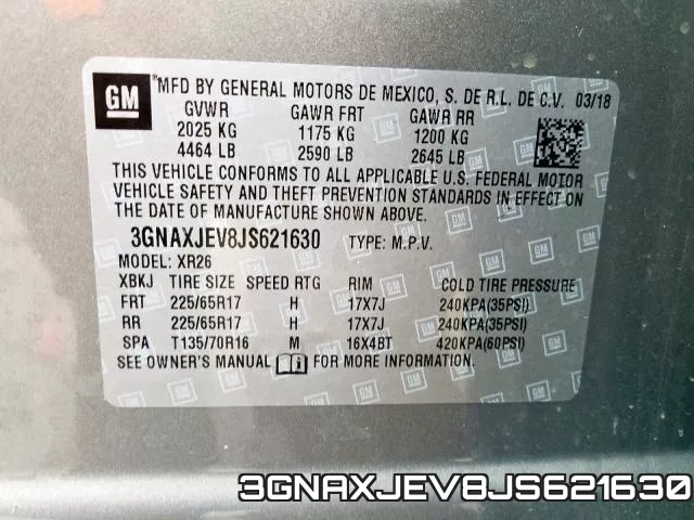 3GNAXJEV8JS621630 фото 2