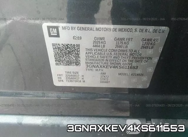 3GNAXKEV4KS611653 фото 10