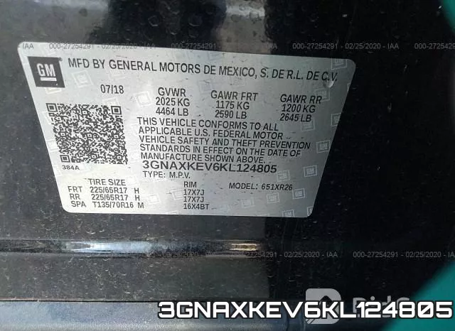3GNAXKEV6KL124805 фото 10