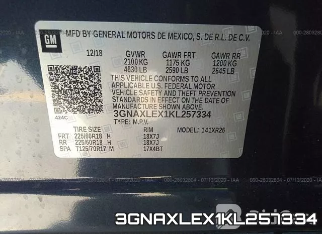 3GNAXLEX1KL257334 фото 10