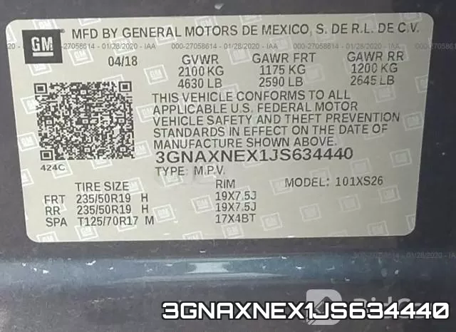3GNAXNEX1JS634440 фото 10