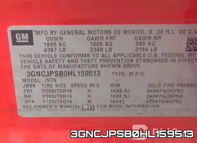 3GNCJPSB0HL159513 фото 10