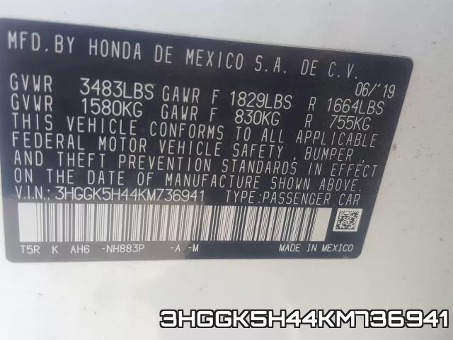 3HGGK5H44KM736941 фото 2