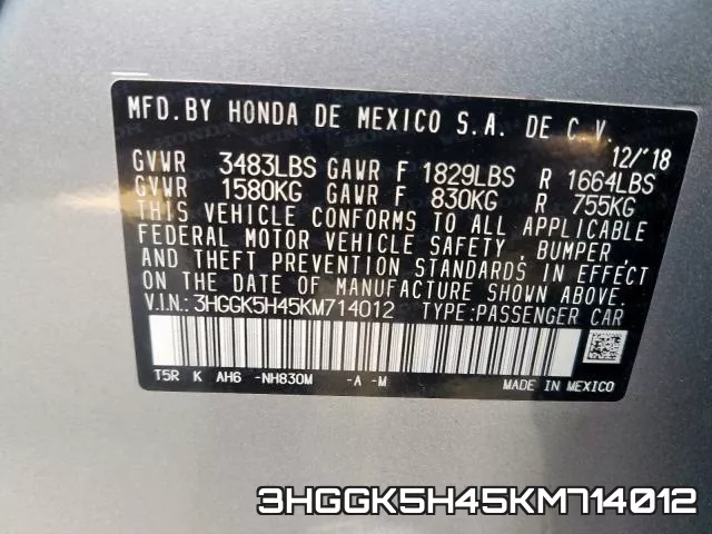 3HGGK5H45KM714012 фото 2