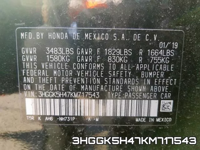 3HGGK5H47KM717543 фото 2