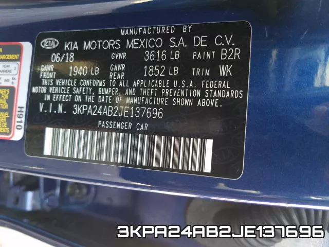3KPA24AB2JE137696 фото 2
