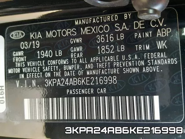 3KPA24AB6KE216998 фото 2