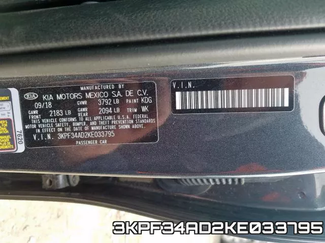 3KPF34AD2KE033795 фото 2