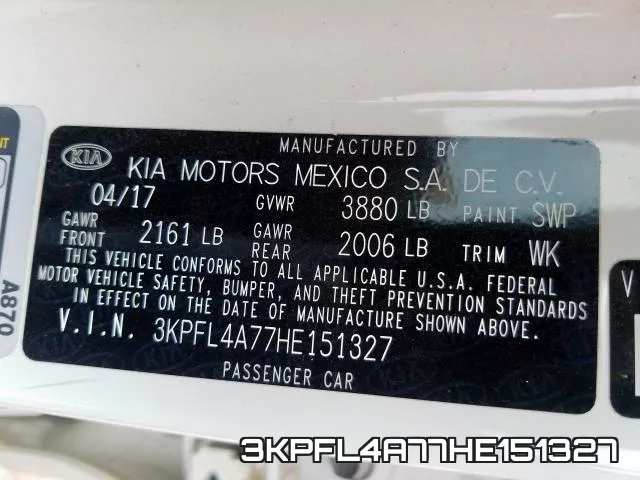 3KPFL4A77HE151327 фото 2