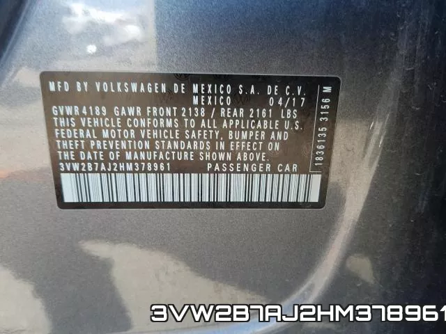3VW2B7AJ2HM378961 фото 2