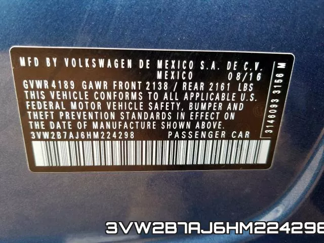 3VW2B7AJ6HM224298 фото 2