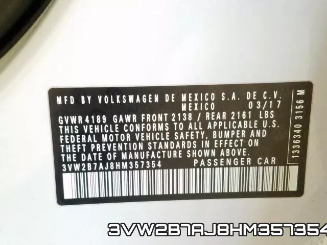 3VW2B7AJ8HM357354 фото 2