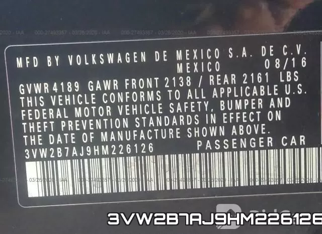 3VW2B7AJ9HM226126 фото 10