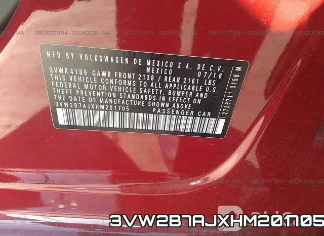 3VW2B7AJXHM201705 фото 10